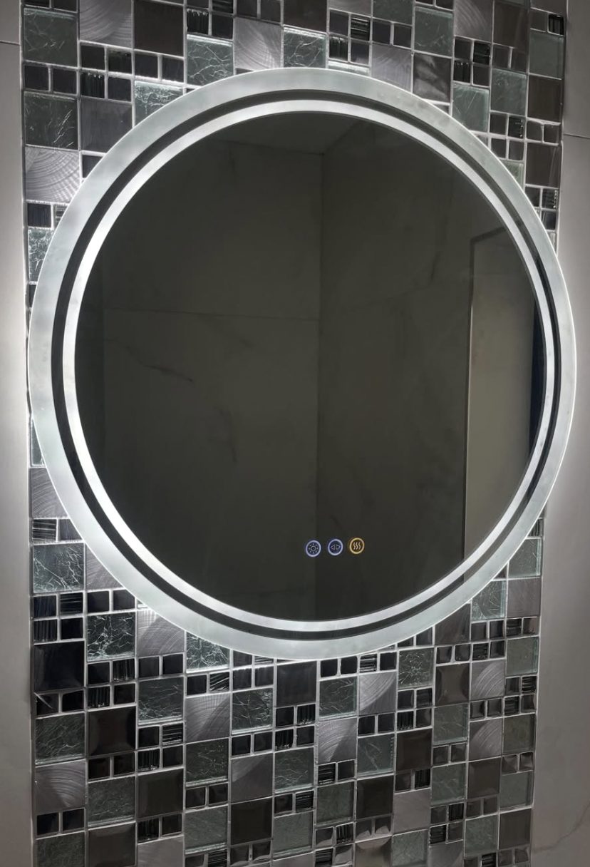 Backlit LED bathroom mirror installation by Russell Electrical